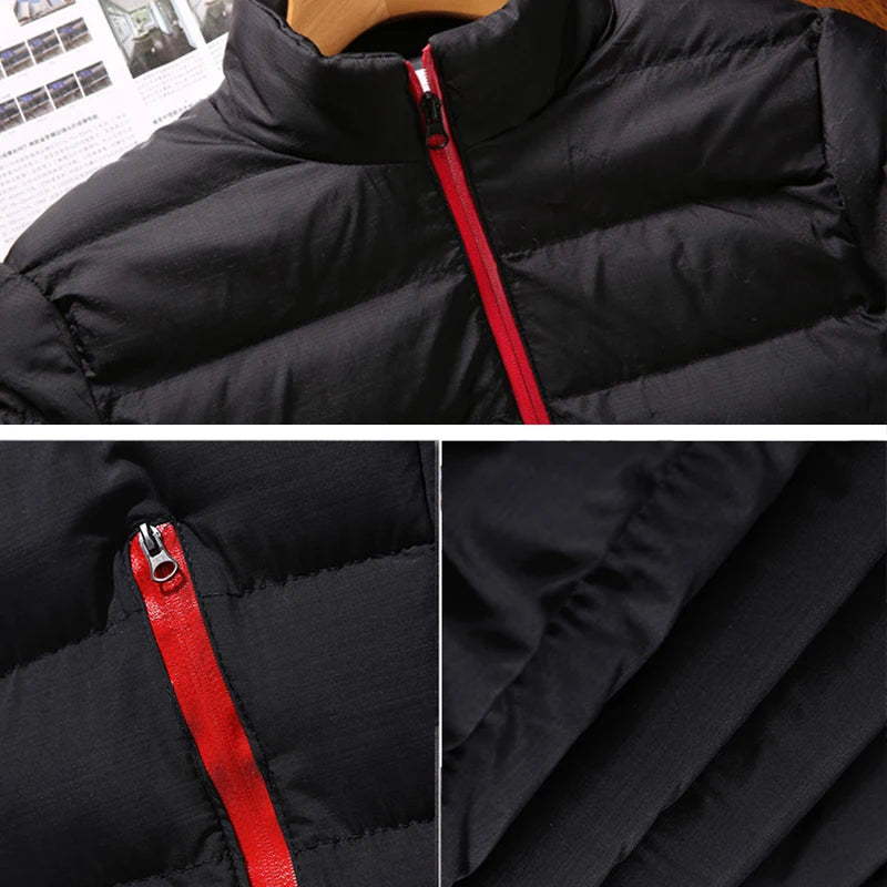 Mens Winter Jackets Fashion Casual Windbreaker Stand Collar Thermal Coat Outwear