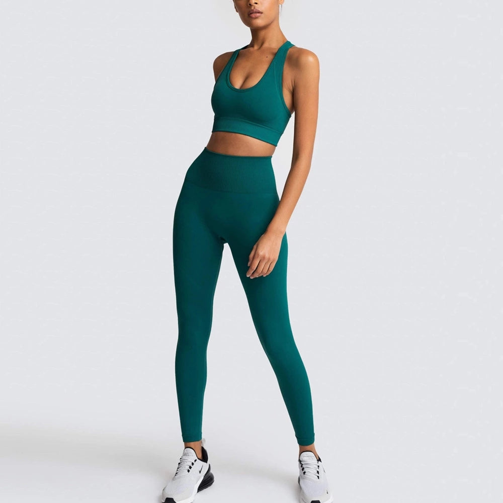 American Sizes 2 Piece Sports Set Gym Wear Leggings Bra Pants Women Workout