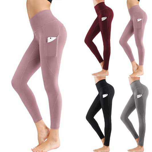 High Waist Yoga Pants With Pockets Seamless Tummy Control Leggings Workout