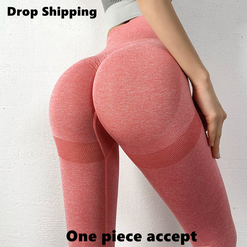 Customized High Waist Seamless Scrunch Butt Sports Tights for Women Gym Yoga